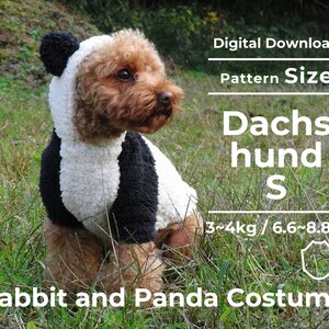 Kawaii Rabbit and Panda Costume | PDF Dog Clothes Pattern | size: Dachshund S