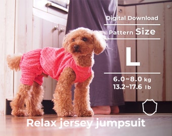 Relax jersey jumpsuit |   PDF Dog Clothes Pattern | size: L detailed instruction booklet with movie also included