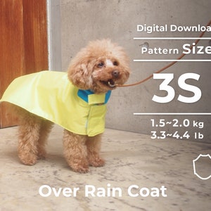 Over Rain Coat | PDF Dog Clothes Pattern | 3S sizes and instruction book with movie
