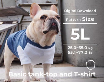 Basic tank-top and T-shirt (long sleeve & short sleeve) Dog Clothes PDF Pattern | size: 5L