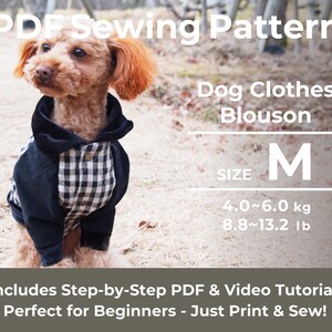 ３Way-blouson （met kraag, geribbelde, capuchonpatronen） | PDF Hondenkledingpatroon | maat: M