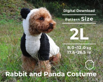 Déguisement lapin et panda kawaii | Patron de vêtements pour chien PDF | taille : 2L