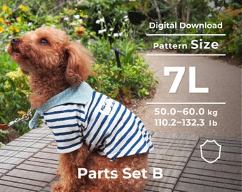 Parts Set B (Sailor collar, Hood, Pocket, Layered-style sleeves)| |PDF Dog Clothes Pattern, instruction booklet with movie|Size: 7L