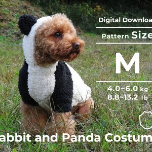 Kawaii Rabbit and Panda Costume | PDF Dog Clothes Pattern | size: M