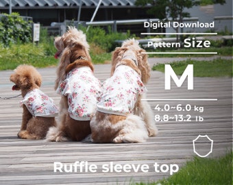 Hauts élégants à manches de tombola | PDF Dog Clothes Pattern, livret d’instructions avec film | taille M