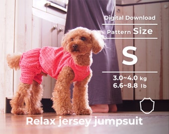 Relax jersey jumpsuit |   PDF Dog Clothes Pattern | size: S detailed instruction booklet with movie also included.