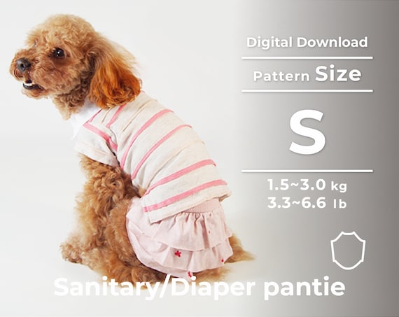 Sanitary diaper Pantie PDF Dog Clothes Pattern Size S Toy Poodle
