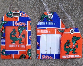 Florida Gators Luggage tags, Gators ID Work Badge Protector Luggage Tags,Gators Fabric Bag and Name Identification Tags University Florida