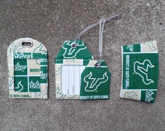 University South Florida ID Work Badge Protector Holder,USF Luggage Bag University South Florida Bulls Coffee Cozy Name Identification Tags