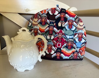 Thanksgiving Tea Cozy,Football Turkeys Tea Cozy,Teapot Warmer,Football fabric teapot Cozy,Small Single cup Teapot Cozy or Medium Teapot Cozy
