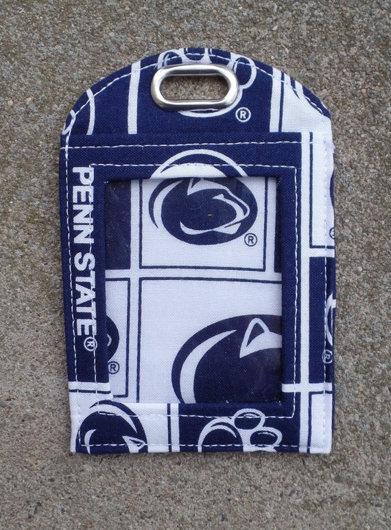 Luggage Tags,badge Protector Made From Penn State Nittany Lions Fabric Navy  White Identification Luggage and Mini or Small Bag and Gift Tags 