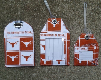 Texas Longhorns Luggage Tags,University Texas Longhorns Fabric Large Small Identification Luggage Bag and Work Badge Protector Name Tags