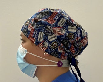 US Navy Fabric, US Navy Scrub Cap, United States Navy Scrub, US Navy Surgical Scrub Cap or Food Worker Hat
