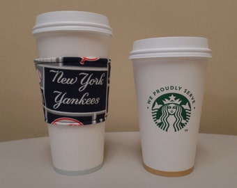 New York Yankees MLB Fabric Cup Holder,Coffee Cozy,Coffee Sleeve,Coffee Sleeve,Coffee Cup Holder,fabric coffee holder, iced coffee cozy
