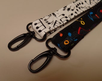 Music Notes Lanyard, Notes Fabric Lanyard, Musical Themed Fabric Lanyard ID Badge Protector, Fabric Badge Protector Holder Identification