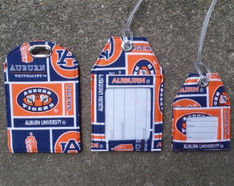 Auburn University Tigers Rollerboard and Luggage tags,Auburn University Tigers Fabric, Auburn Luggage Bag and Badge Protector Name Tags