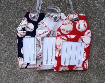 Baseball Fabric Luggage Tags,Baseball Equiptment Tags, Baseball Bag Luggage Tags,Baseball Fabric Name Identification Baseball Tags