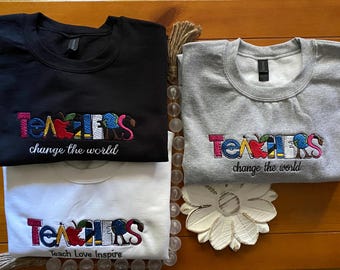 Teacher Sweatshirt,Custom Teacher Crewneck,Teacher Sweatshirt, Adult Embroidered Teacher  Sweatshirt, Teacher Custom Crewneck Sweatshirt