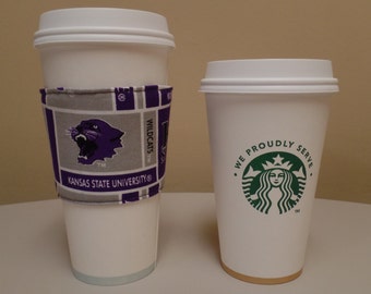 Kansas State Wildcats Cup Holder,Coffee Cozy,Coffee Cup Sleeve,Coffee Cup Holder,fabric coffee holder, iced coffee