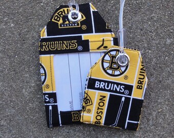 Boston Bruins Fabric Luggage tags, Bruins NHL Bag and Identification Tags, Boston Bruins Rollerboard Gold and Black Fabric Tags
