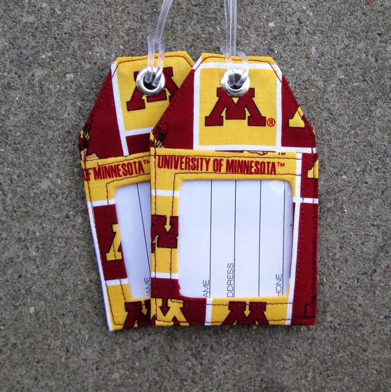 Luggage Tags Made From University of Minnesota Golden Gophers Etsy