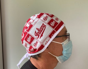 Surgeon Style Scrub made with University of Indiana Hoosiers Fabric, Indiana University Scrubs , Hoosiers one size fits all Ties Back
