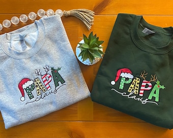 Grandpa Sweatshirt, Holiday Sweatshirts, Papa Clause, Papa Clause Embroidered Christmas Sweatshirt, Papa Clause Christmas Sweatshirt