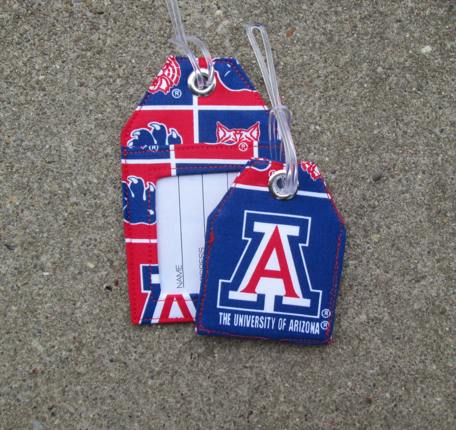 Luggage Tags made with University Arizona Wildcats Fabric Etsy