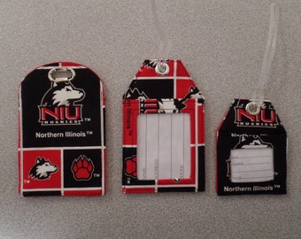 Northern Illinois Luggage Tags, Northern Illinois University Huskies Fabric,Huskies Luggage tags, Illinois Bag Identification Name Tags