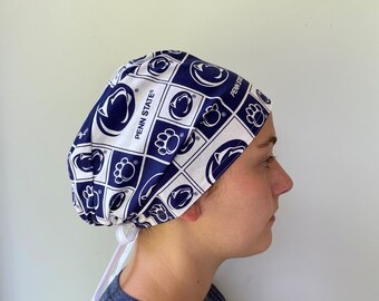 Penn State Scrub Cap, Penn State Badge Reel, Nittany Lions Penn State Surgical Scrub Hat One Size Fits All Adjustable Ties in back