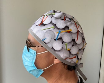 Golf Fabric Surgeon scrub cap, Golf Lip Balm Pouch, Golf Surgical Scrub, Golf Chapstick Keychain, Golfing Scrub Hat Cap,
