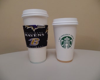 Baltimore Ravens Fabric Football NFL Coffee ,Coffee Sleeve Cozy, Cup Holder,fabric coffee holder,Coffee iced cozy,Custom coffee Sleeve