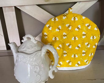 Bumblebees Tea Cozy, Kitchen Teapot Cozy,  Bumblebee fabric Teapot Warmer, Yellow Teapot Cozy, Teapot Cozy