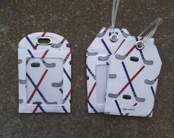 Hockey Badge Protector Luggage Tags Sports Hockey Identification Badge Holder Hockey Luggage Sports Bag and Gift Tags to Mark your Gear.