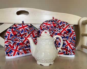 Union Jack Tea Cozy with Union Jack Flags Teapot Cozy,  Union Jack Teapot Warmer, Summer Teapot Cozy, Teapot Cozy, UK teapot Cozy