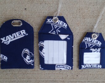 Luggage Tags made from Xavier University Fabric,Xavier Musketeers Work Badge Holder Fabric Luggage Tags Name Identification Bag and Gift Tag