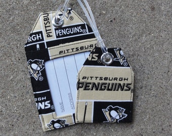 Pittsburgh Penguins Badge Protector and Luggage Tags, Pittsburgh Penguins Fabric NHL, Pitt Penquins Luggage Bag and Badge Identification