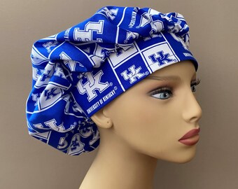 Kentucky Wildcats Bouffant Scrub Head Hat made from University of Kentucky Fabric Bouffant Surgical Scrub Cap or Food Worker Hat
