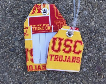 USC Luggage Tags,University Southern California Trojans, USC Trojans work Badge , Fabric Luggage Bag ID work badge holder