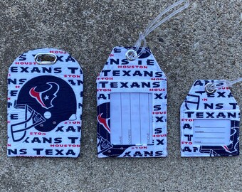 Houston Texans Fabric Luggage Work ID Holder/ Protector, Houston NFL Luggage Tags, Texans NFL Luggage Identification Luggage Bag Gift Tags