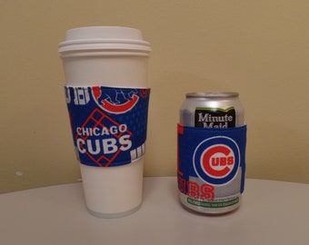 Chicago Cubs Coffee Cozy, Cubbies Soda Beer Can Cozy, Chi Cubs Fabric,Cubbies Beer Can Cozy,Cubs Coffee Sleeve,Cubbies Soda Can holder cozy