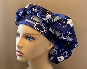 Bouffant Scrub Hat made from Penn State Fabric, Surgical Scrub Cap Food Worker Hat, Penn State Nittany Lions Bouffant