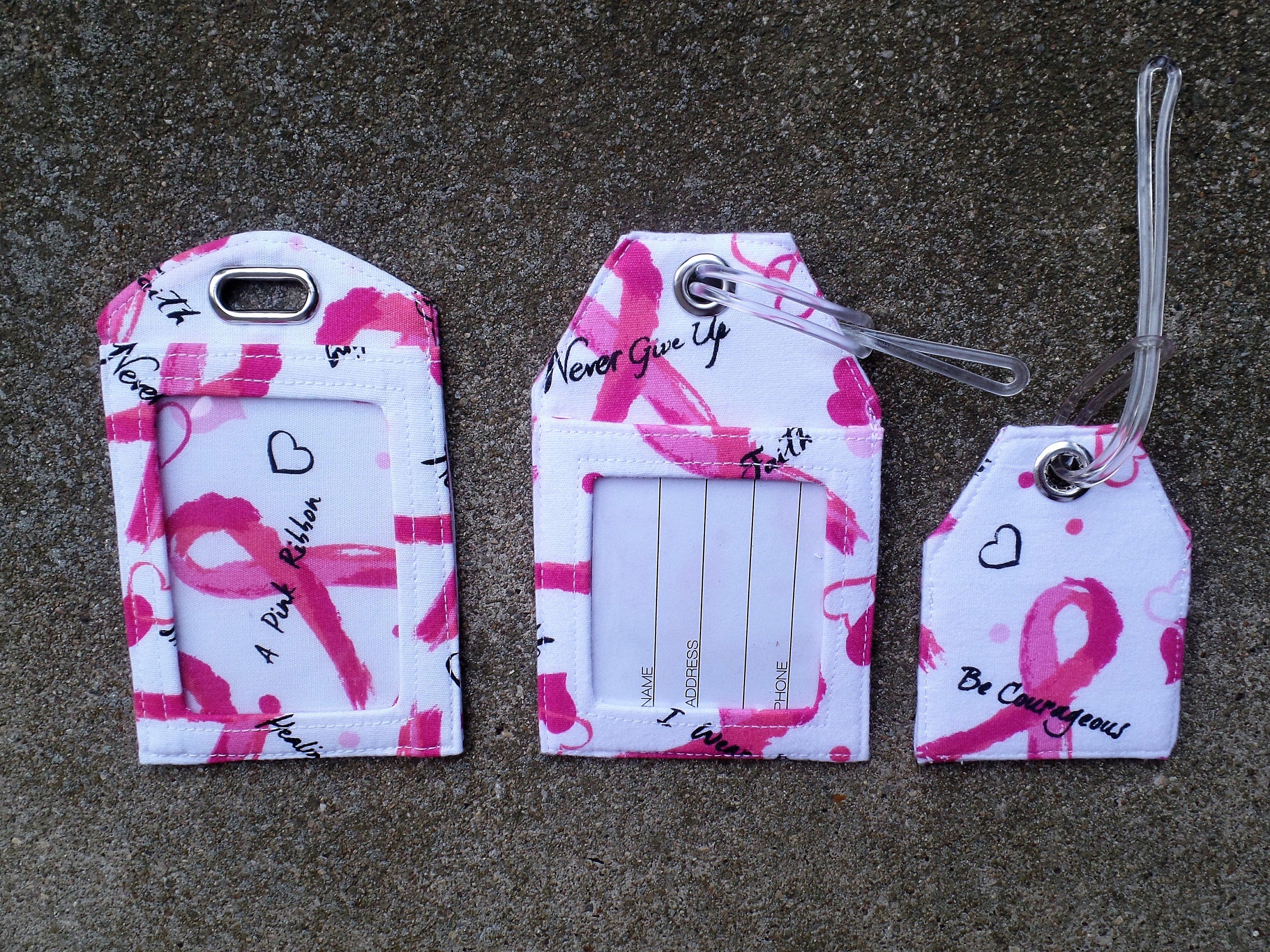 Pink Ribbons Luggage Tags,Pink Ribbon Breast Cancer Fabric,Pink Ribbons ...