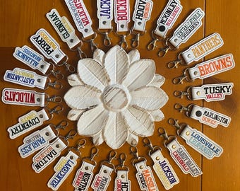 Any School Mascot Embroidered Key Chain, College Monogrammed Keychain, School Embroidered Monogrammed Key Fob, Any mascot key fob
