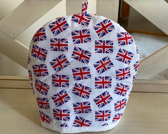 Union Jack Tea Cozy, Cream background with Union Jack Flags Teapot Cozy,  Union Jack Teapot Warmer, Summer Teapot Cozy, Teapot Cozy