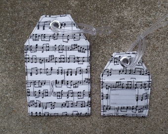 Custom order for Mandy, monogrammed large tags, Musical Notes Fabric Luggage Tags,Sheet Music Fabric Luggage Tags, Musical Instrument Fabric
