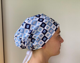 University North Carolina Surgical Scrub, UNC Fabric, UNC Tarheels Fabric Coffee or Soda Can Cozy, Surgical Hat in Carolina Blue