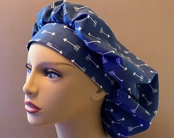 Arrows Bouffant Scrub,Monogrammed Navy Arrows Bouffant Scrub Head,Arrows Surgical Scrub Cap Arrows Food Worker Hat One Size Fits All