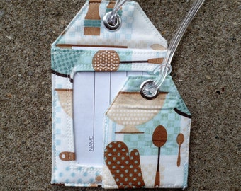 Outdoor Chef Grilling Fabric Luggage Rollerboard Tags Identification Cooking Utensils Cooks Fabric Bag and Gift Tags
