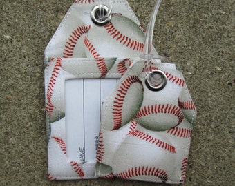 Baseball Fabric Luggage Tags, Baseball Fabric Sports Badge Holder Luggage Tag Bag Large Small Mini Luggage Tags Name Identification Tags
